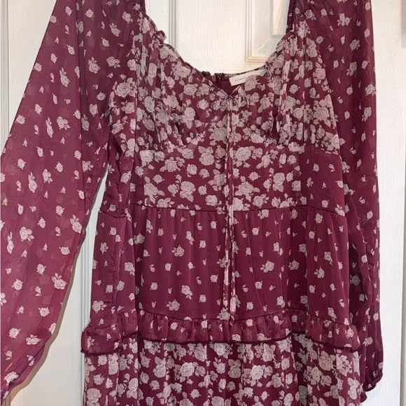 Altar'd State Burgundy Floral Mini Dress - Picture 3 of 9